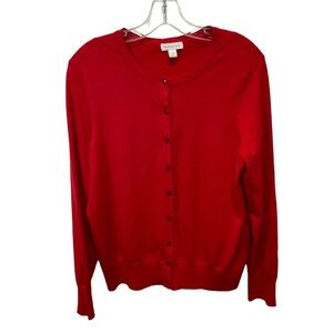 Charter Club Vibrant Red Women's Cardigan Size L - Large